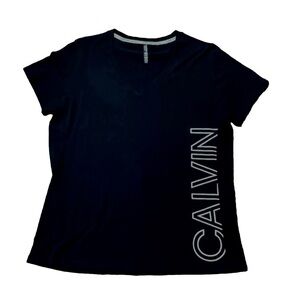 Calvin Klein Performance V-Neck Tee Shirt Black with White XXL